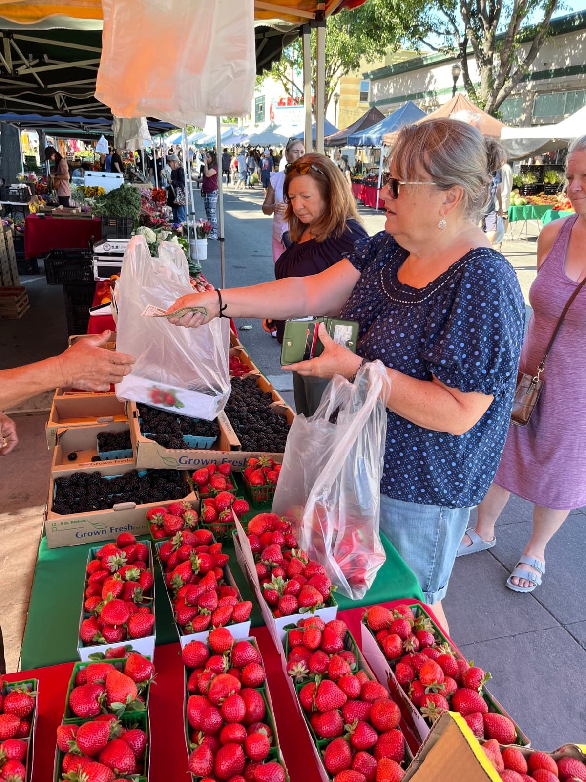 Robin Cole shopping at a local farmers market in Tracy