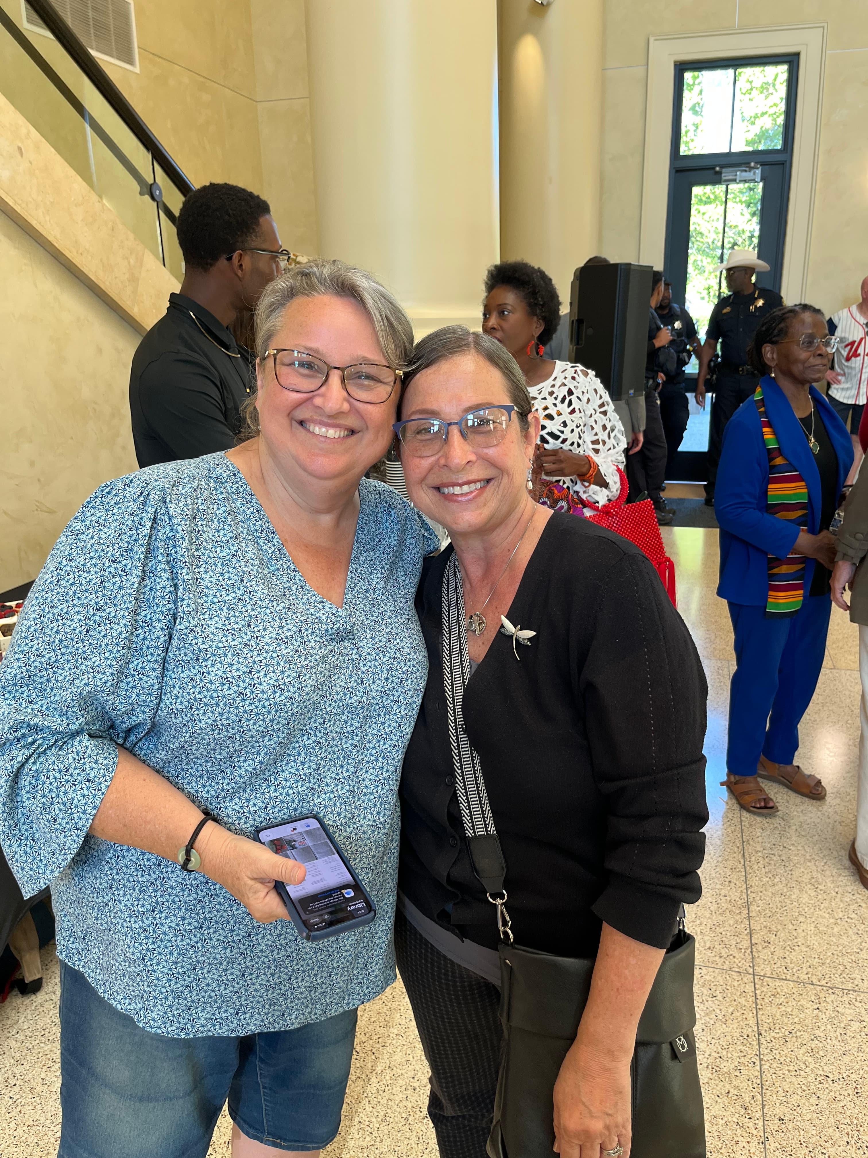 Robin Cole with community leader Cindi Reis in Tracy
