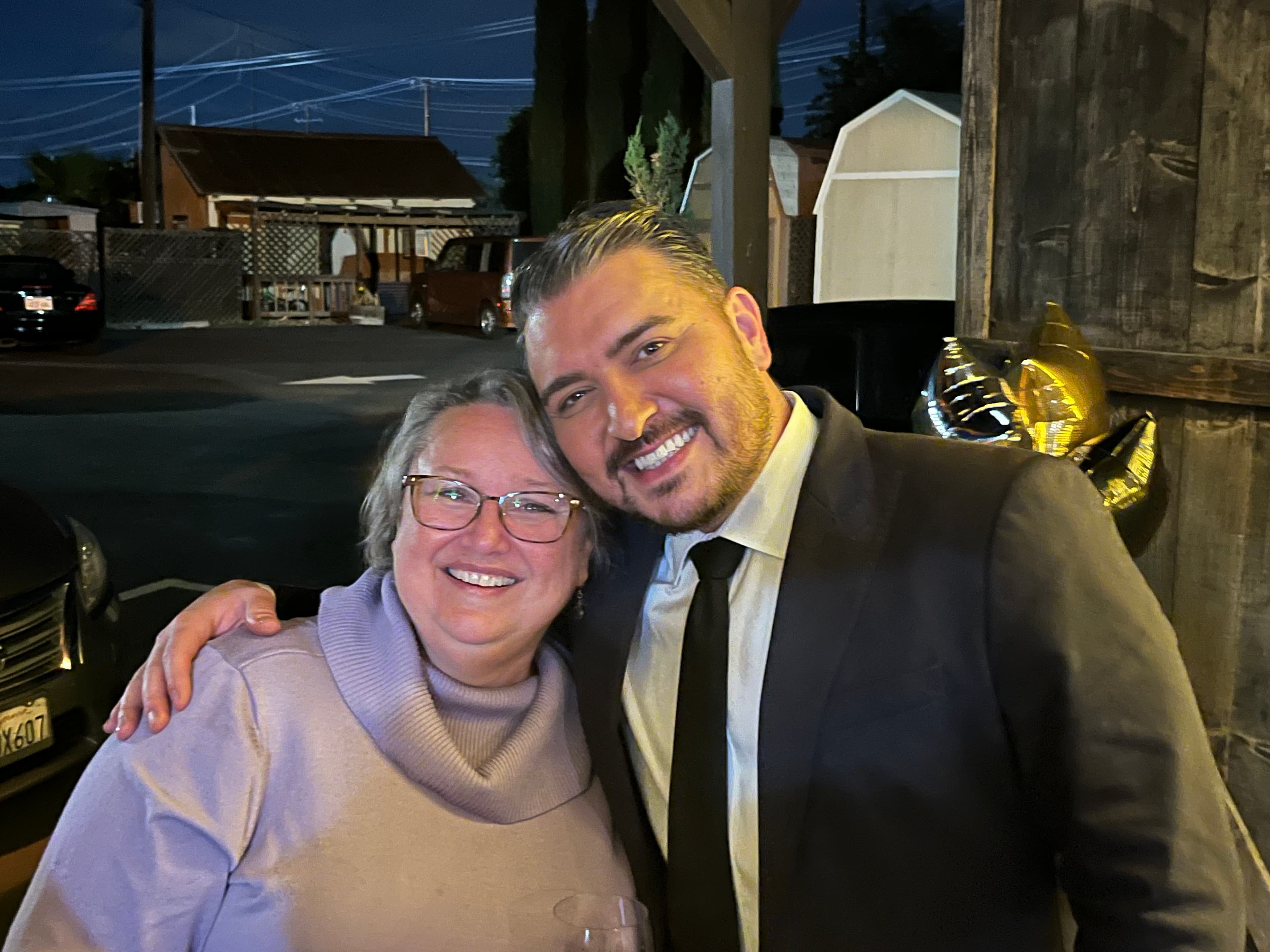 Robin Cole with Tracy Mayor Dan Arriola at a community event